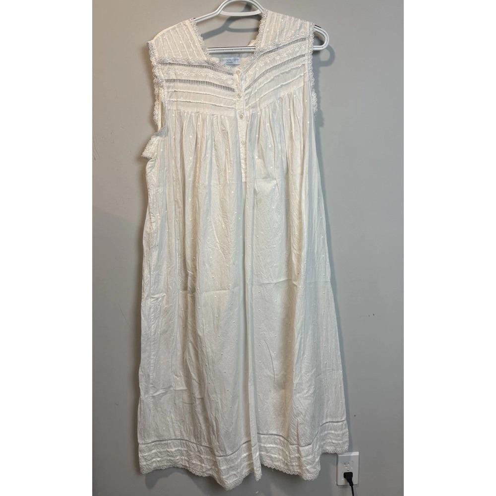 Erika Taylor Woman Intimates Vintage White Cotton Long Nightgown Size 1X